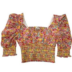 Stellah Floral Smocked Crop Top Size XS